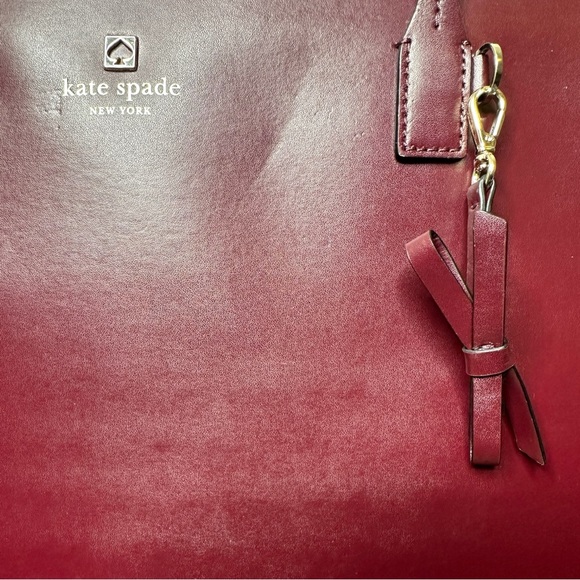 Authentic Kate Spade XL Janie Smooth Leather Cherrywood Tote ECU - Picture 5 of 15